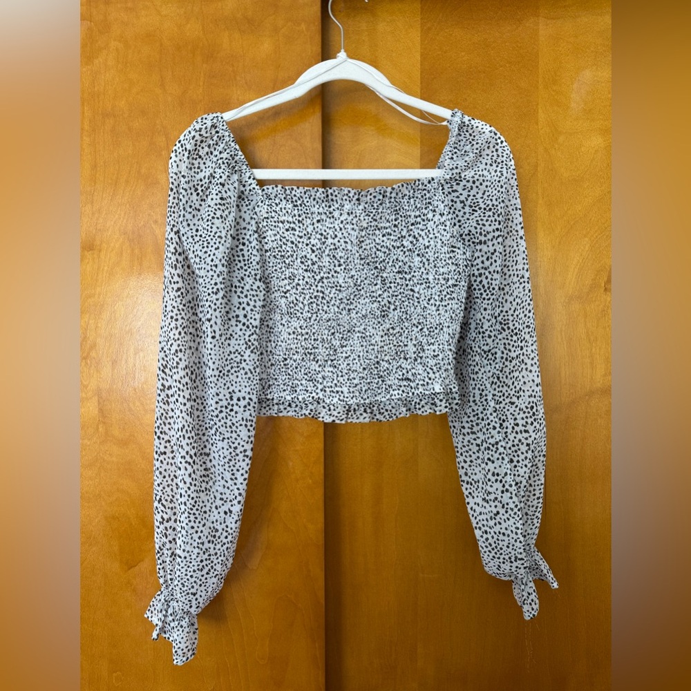 Women's Black and White Polka Dot Crop Top